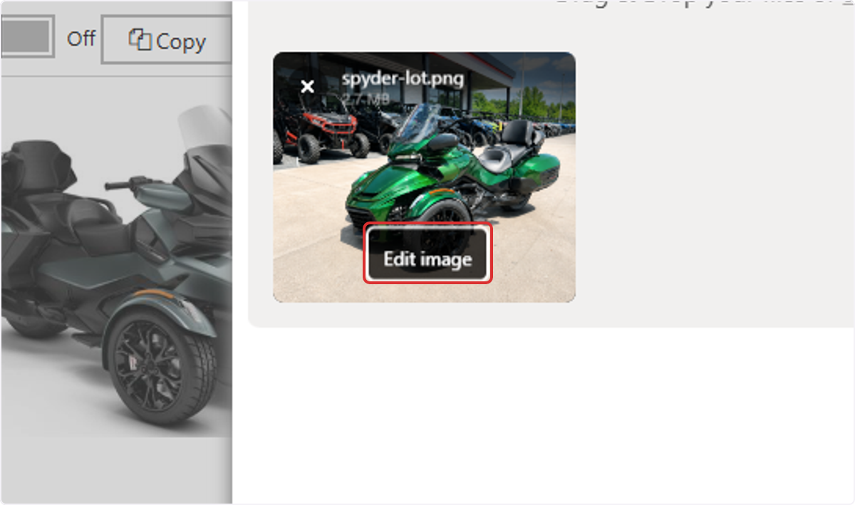 To make changes to images, select Edit image