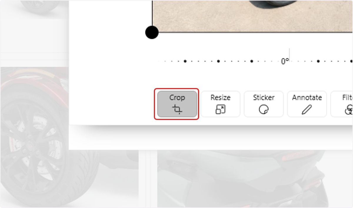 Use Crop to adjust the visible portion of the image