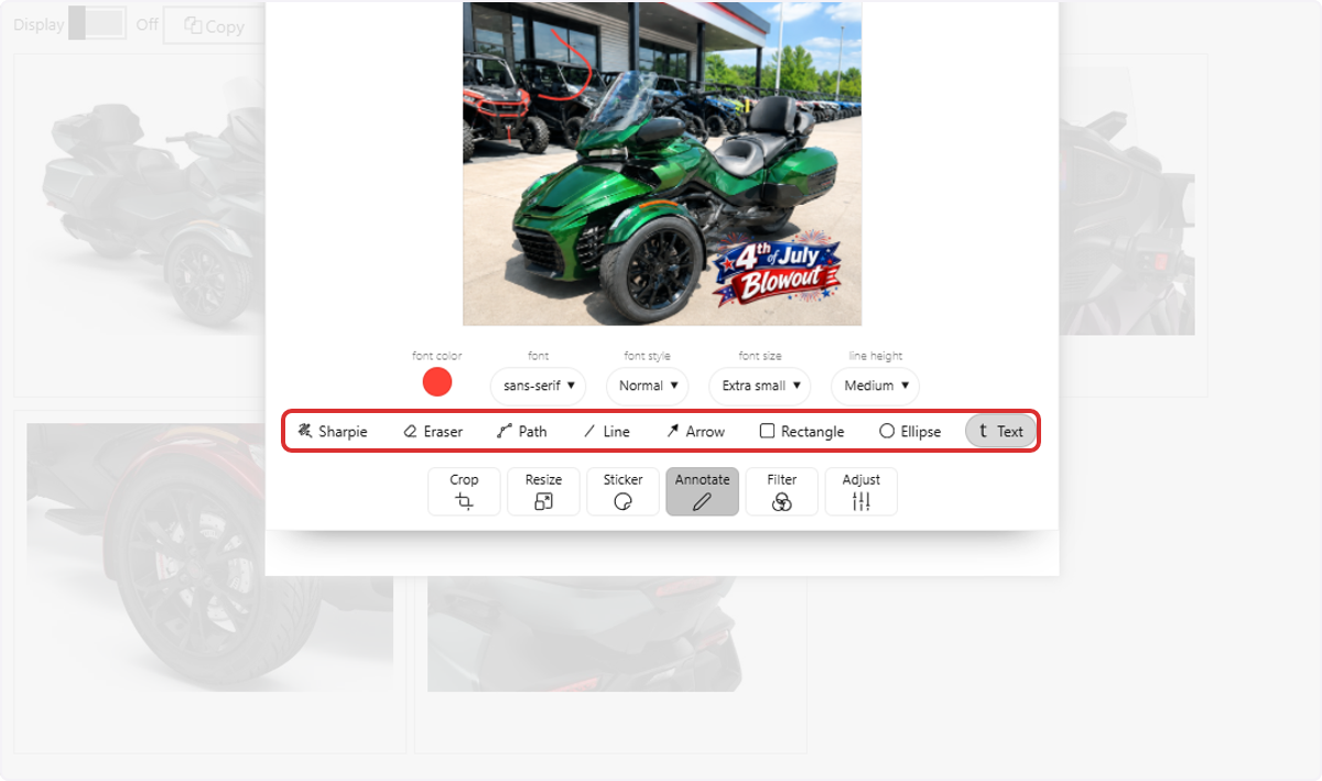 Select a tool to annotate the image