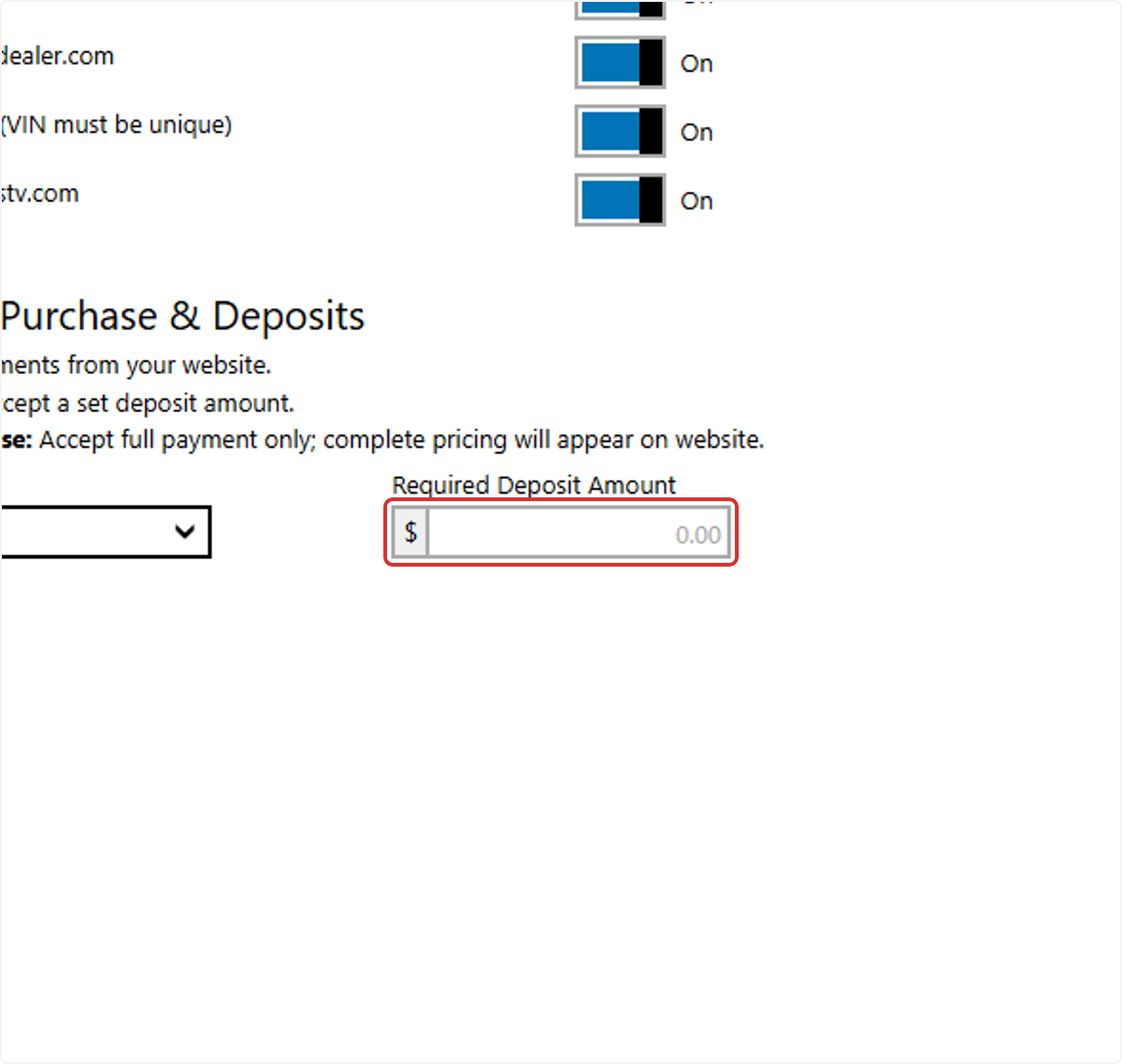 Enter the amount you'd like to collect as a deposit.
