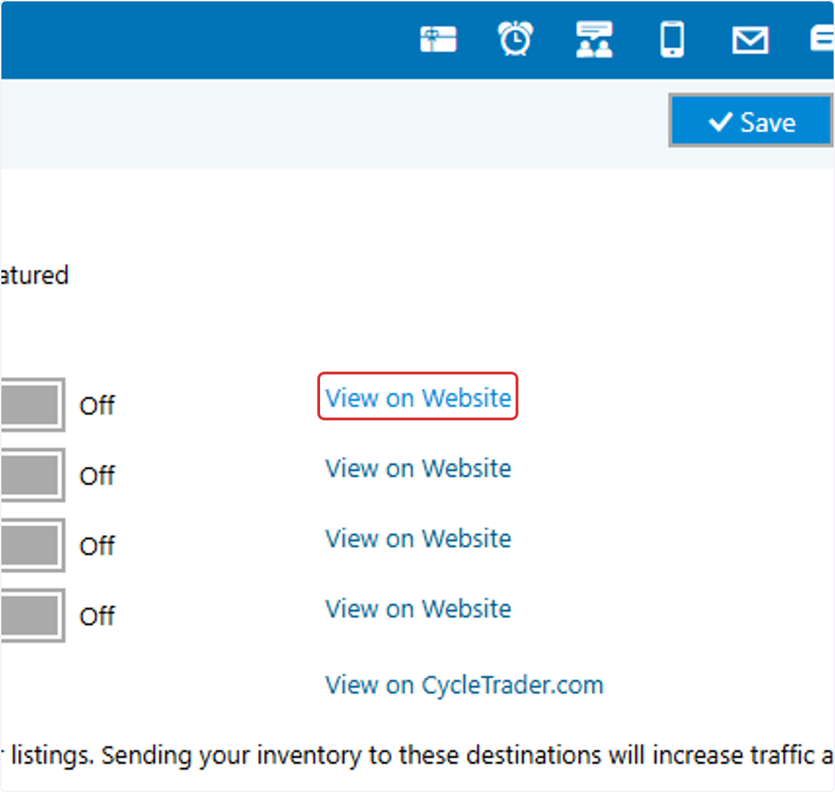 To verify full purchase has been activated, click on 'View on Website'