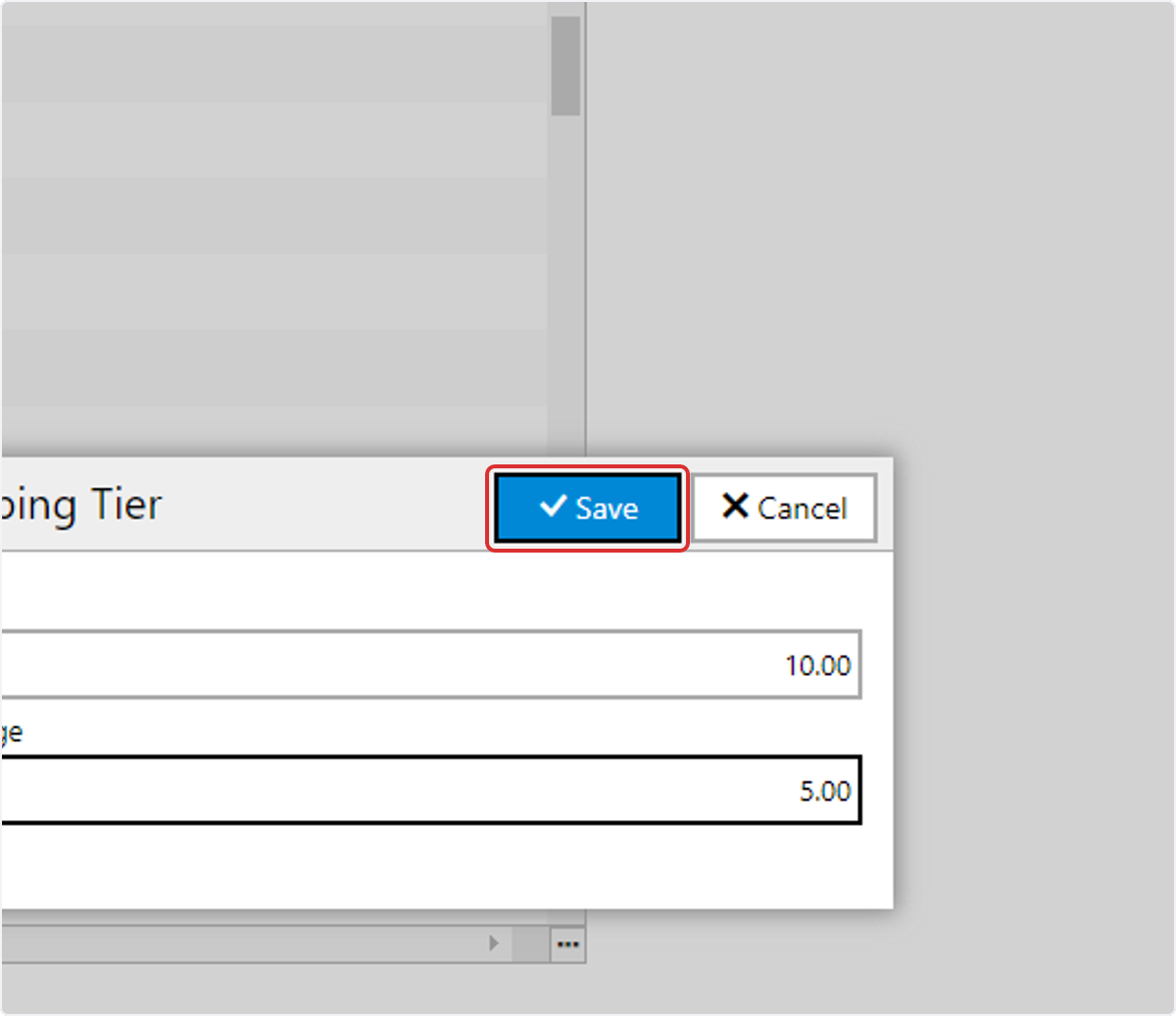 Click on 'Save' to save the tier