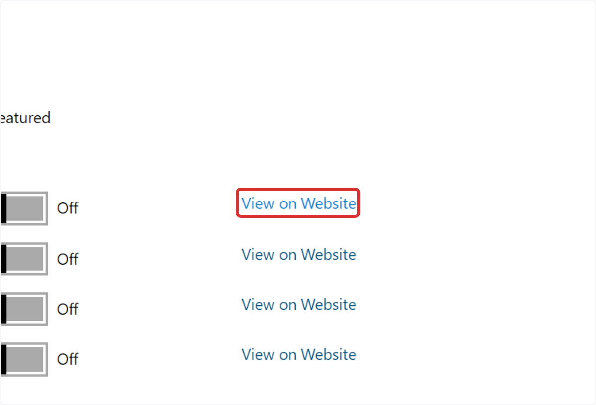 To see your part in the online inventory, click on View on Website