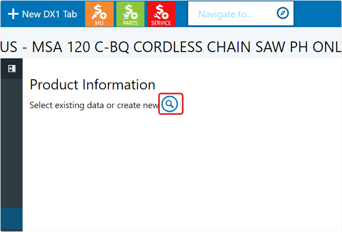 Click on the magnifying glass to start the product match process
