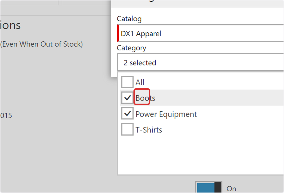 Select the Category or Categories where your serialized part will appear.