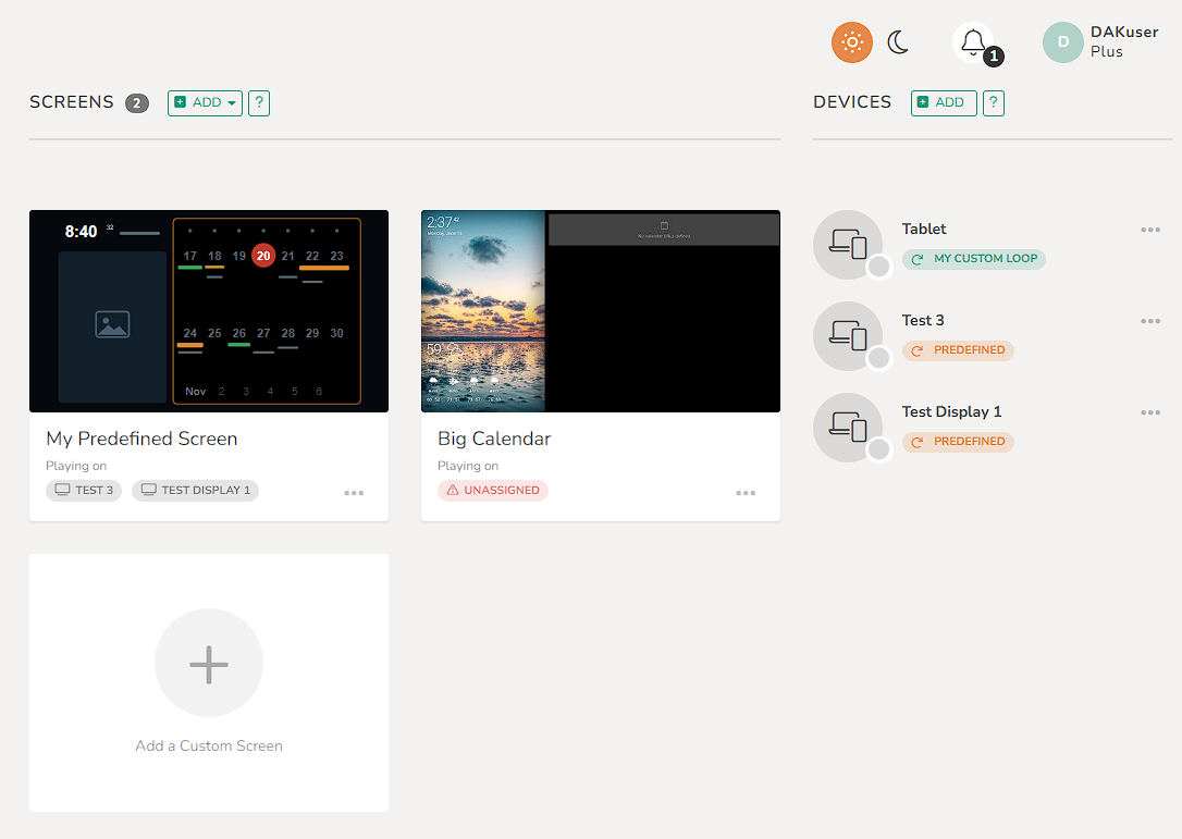 Help Png Page Screens Page : DAKboard Support