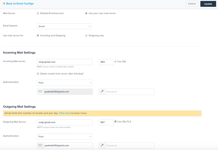 Setting up a custom mailbox in Freshservice Freshservice