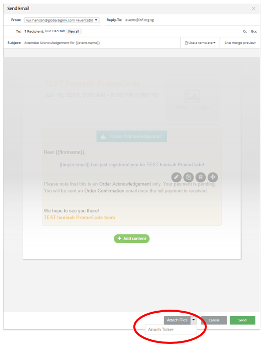 Attaching Files & Tickets to an Email : Gevme Registration