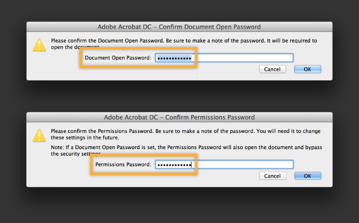 Password protect PDF Step 4-2, click ok