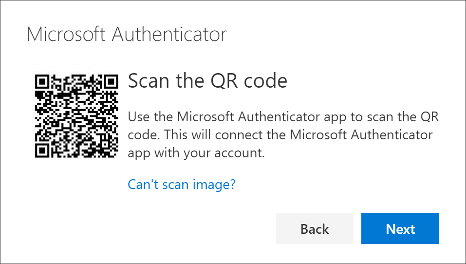 Scan the QR code using the Authenticator app