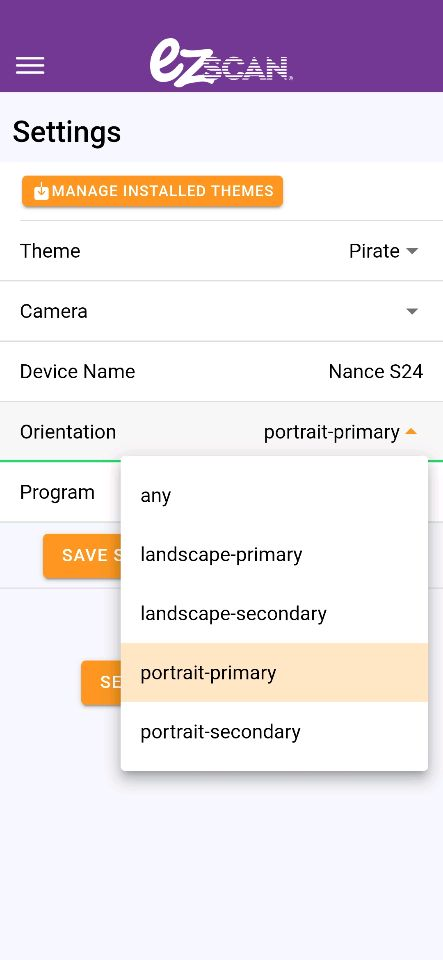 Orientation Settings