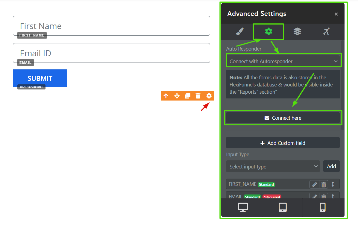 Form gear settings