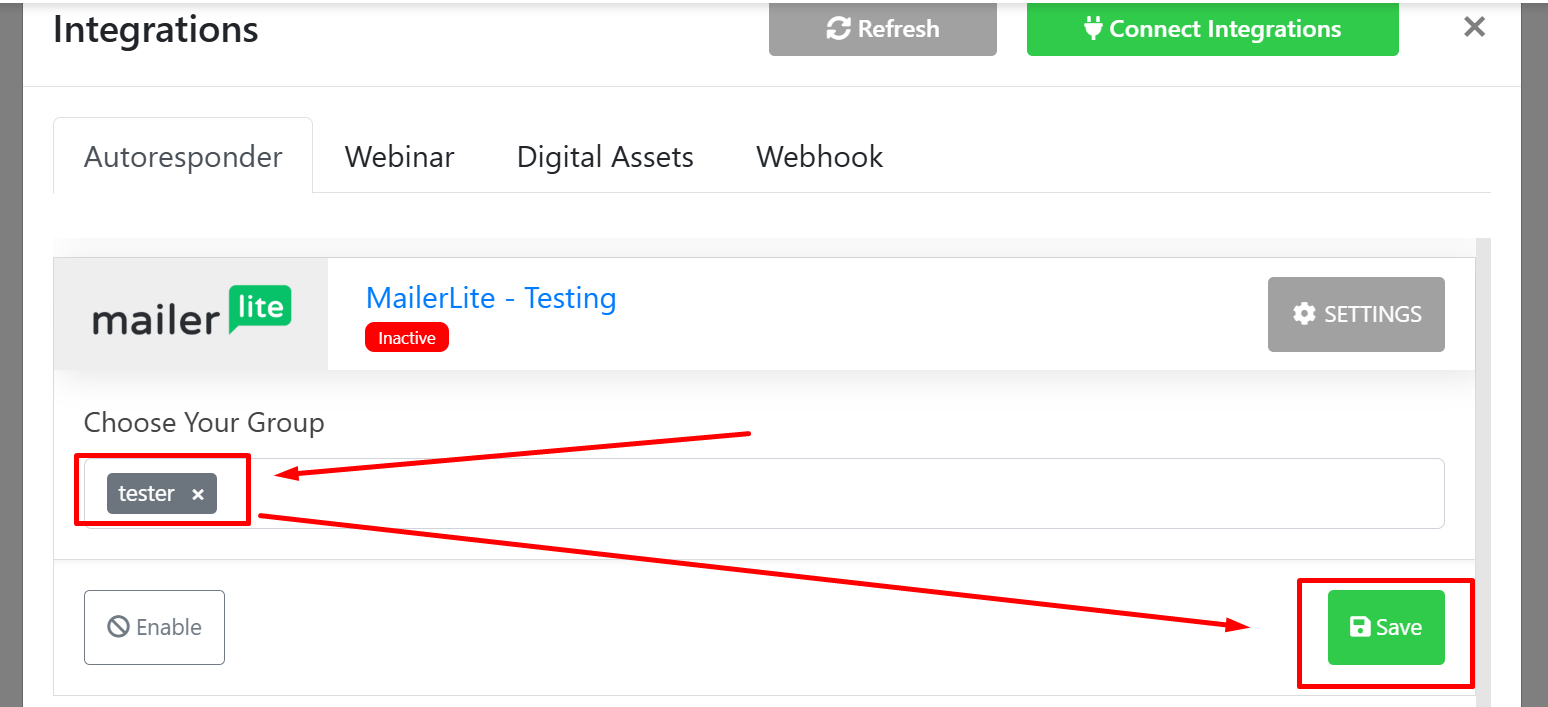 Connect with autoresponder
