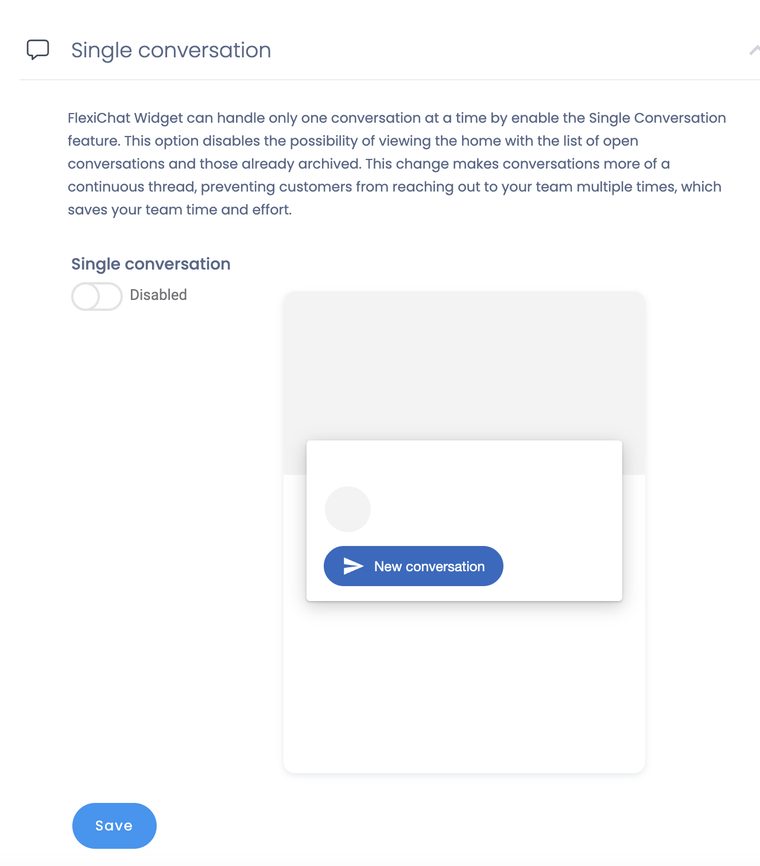 The Single conversation setting with its toggle