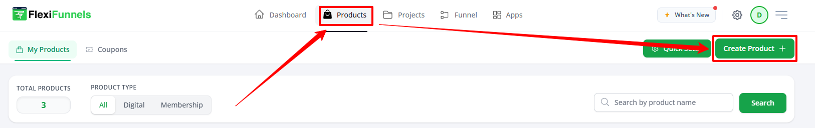 Screenshot for Step 2 — creating a product