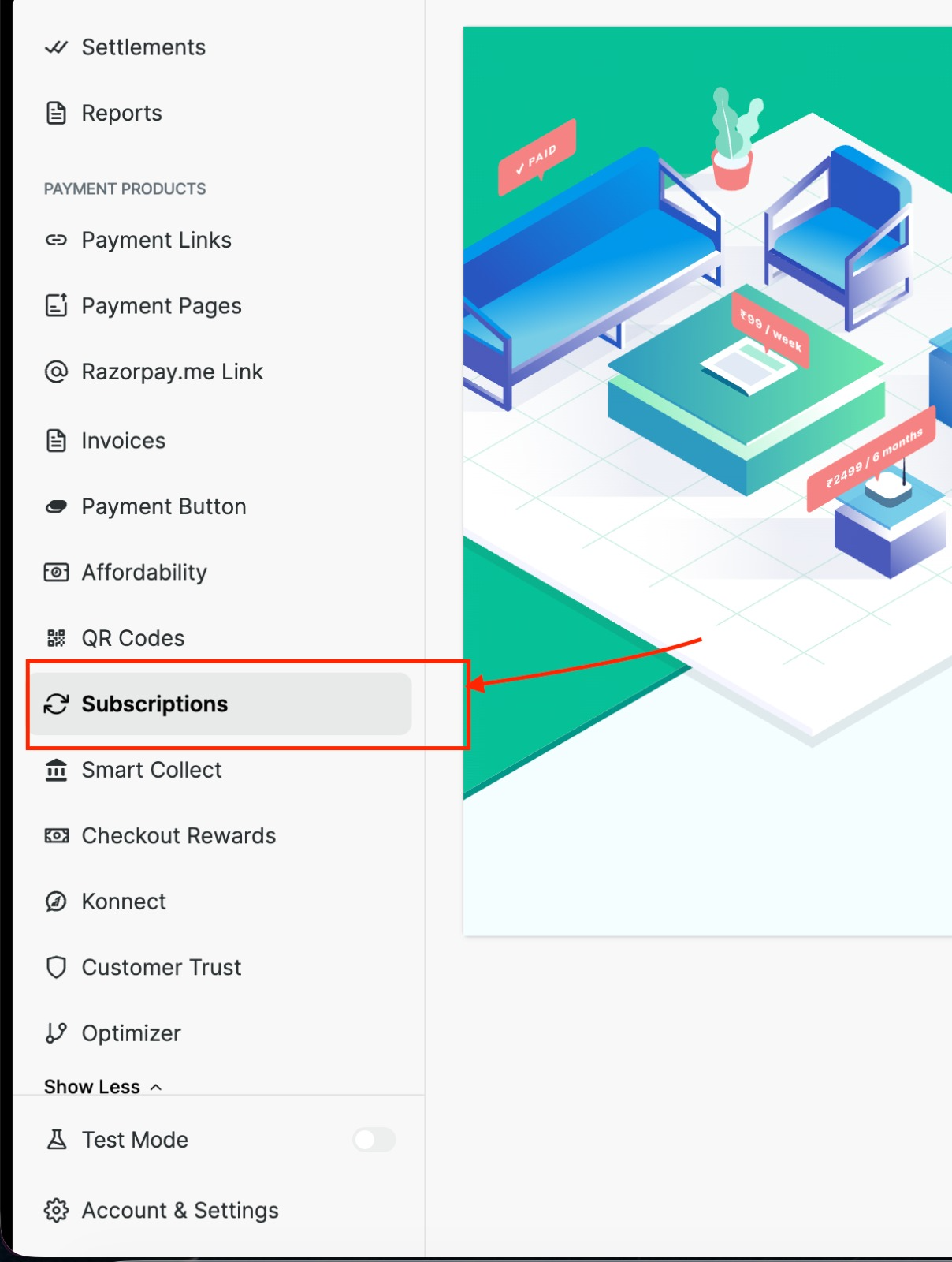 Screenshot for Step 10 — the Razorpay Subscription feature note