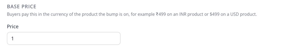 Bump Base Price field