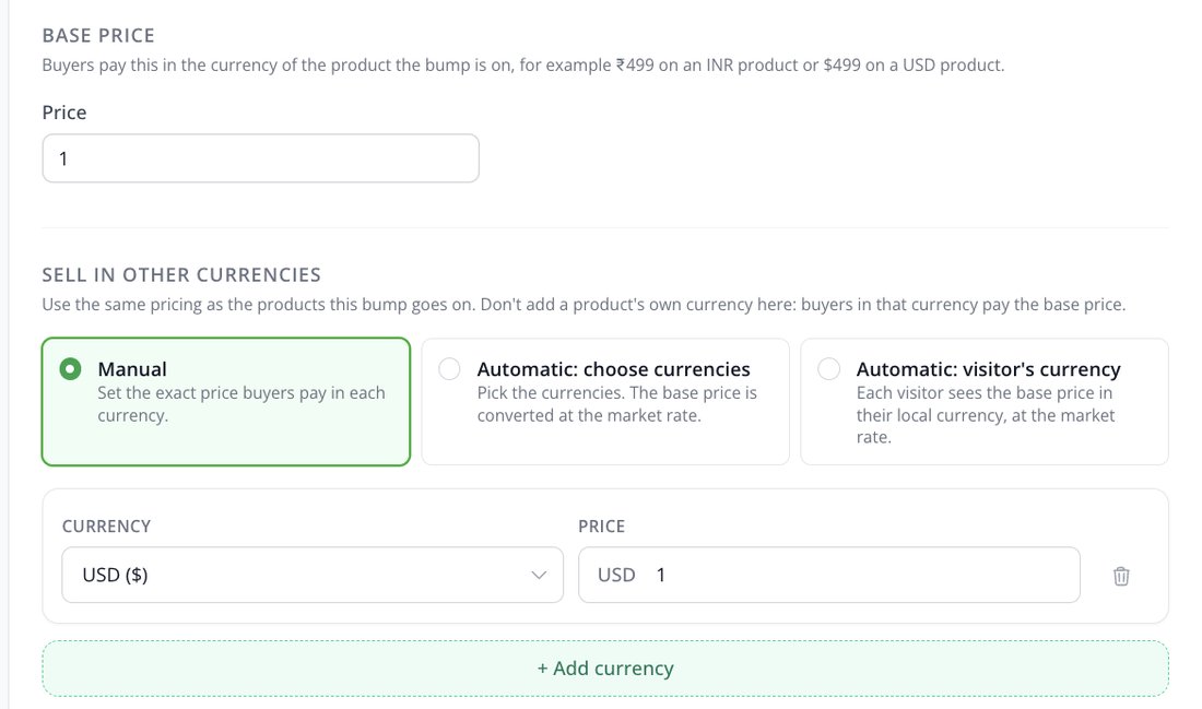 Bump Manual pricing with a currency row and price