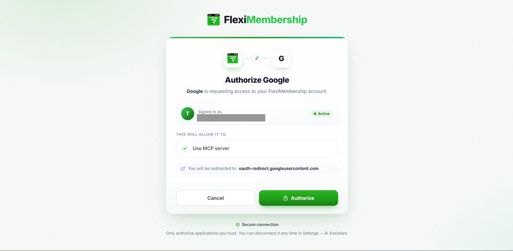 FlexiMembership Authorize Google page with the Authorize button