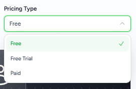 The Pricing Type options