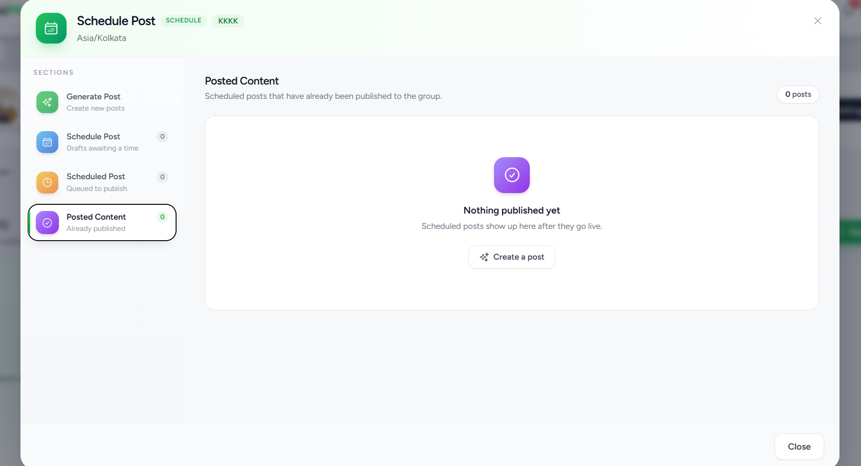 The Posted Content list