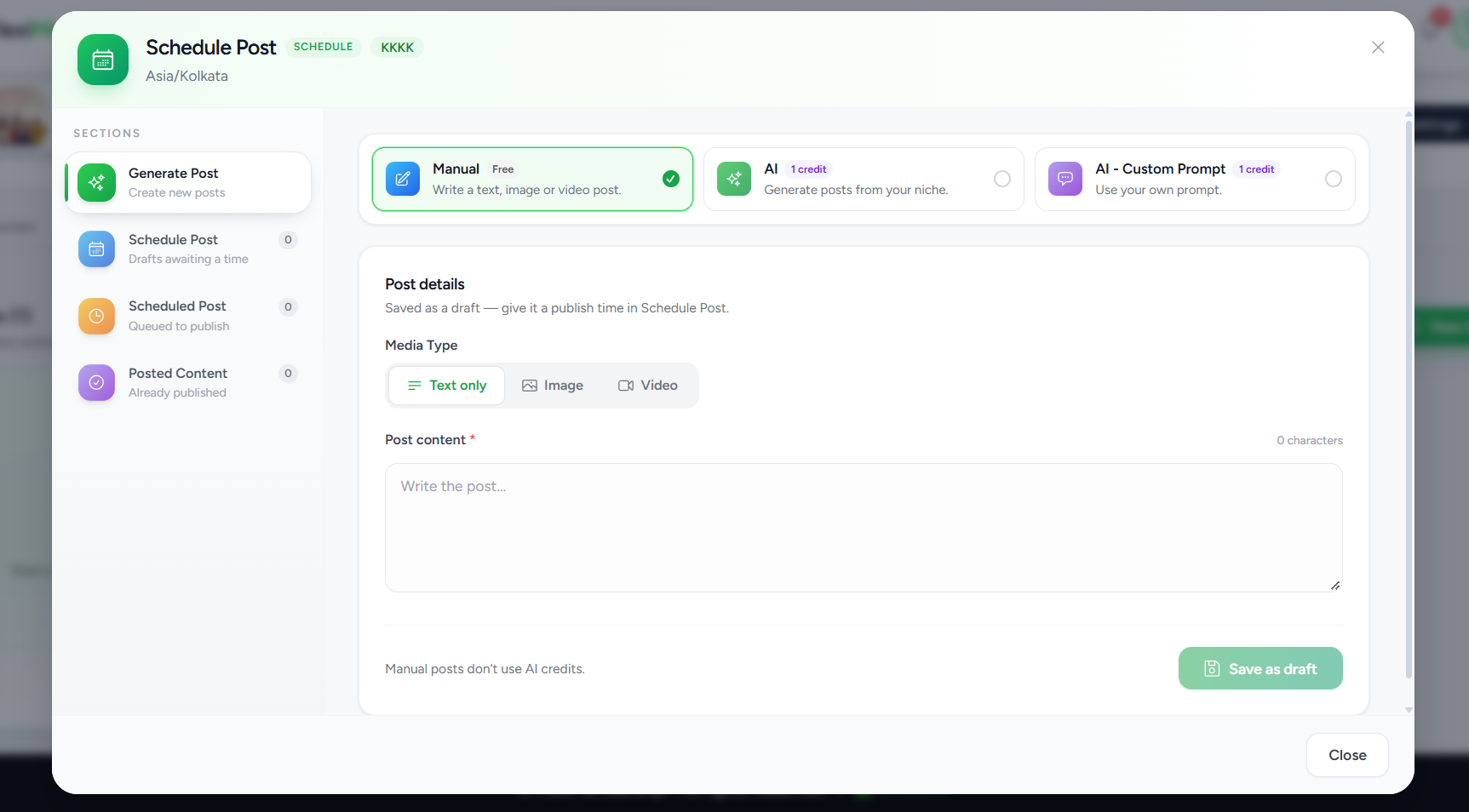 Creating a manual community post