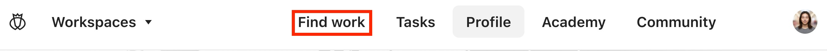Find work is the first item in the main navigation.