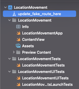 The project hierarchy within Xcode