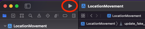 The Play button in Xcode.