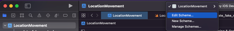 Where Edit Scheme sits in Xcode.