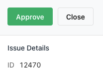 Issue details in the Testlio Platform with buttons to Approve or Close.