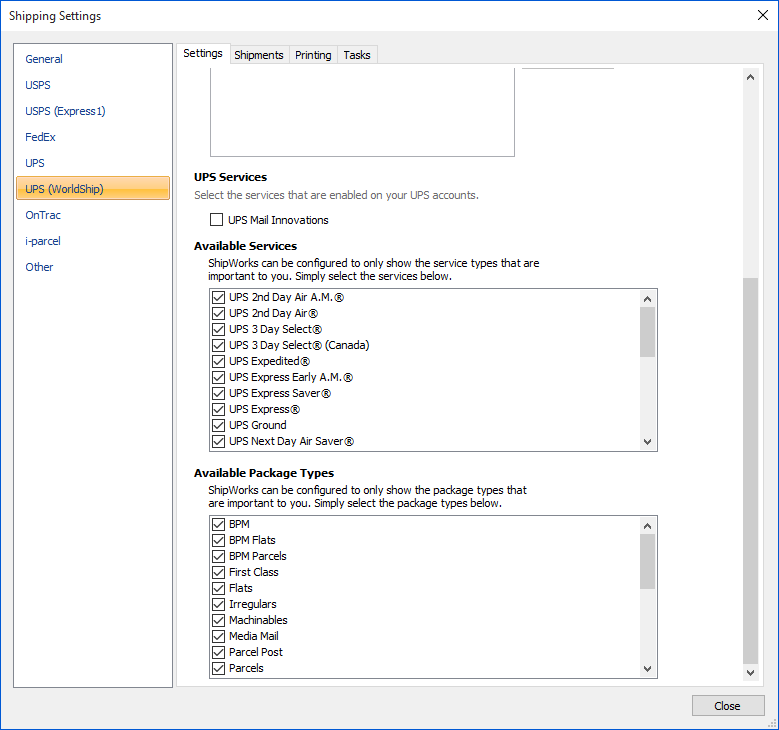 Setting Up UPS WorldShip ShipWorks Support
