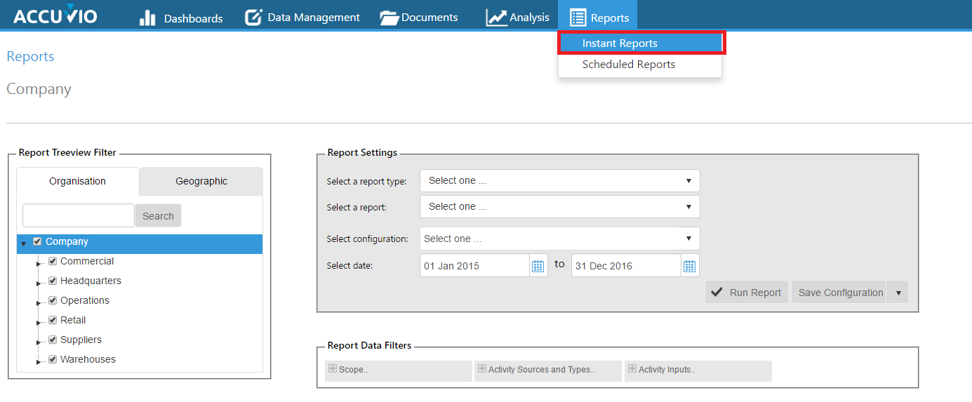 How to generate a report using Instant Reporting screen : Support