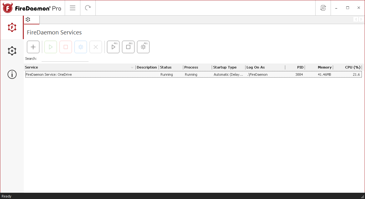FireDaemon Pro Services list