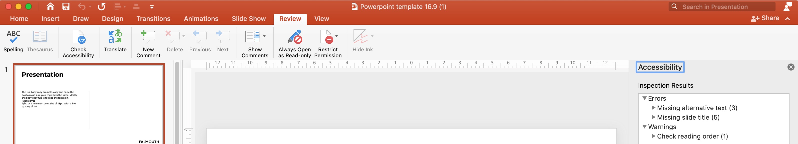Check Accessibility tool inspection results in PowerPoint