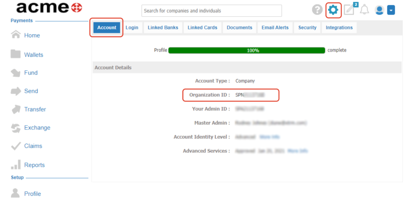COMPANY028 How to find your organization (SPN) and wallet ID numbers