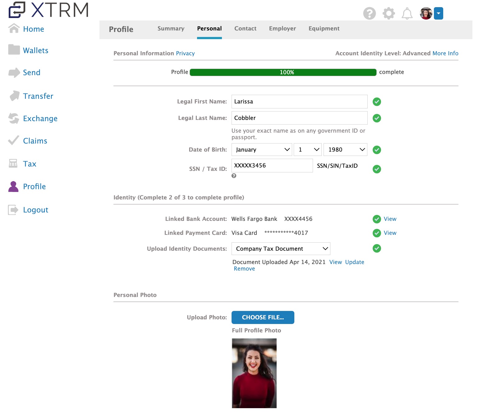 USER005 Personal Accounts Adding personal information (Mobile, SSN