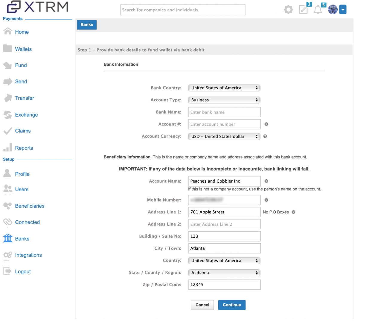 FUND004 Fund wallets using bank debits manual method (Microdeposit