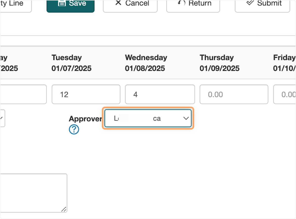 Select your approver from the list