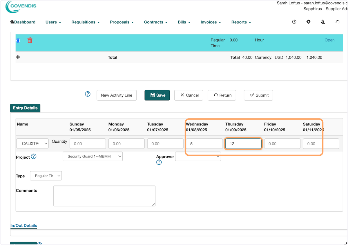 Add all your overtime on this new activity line
