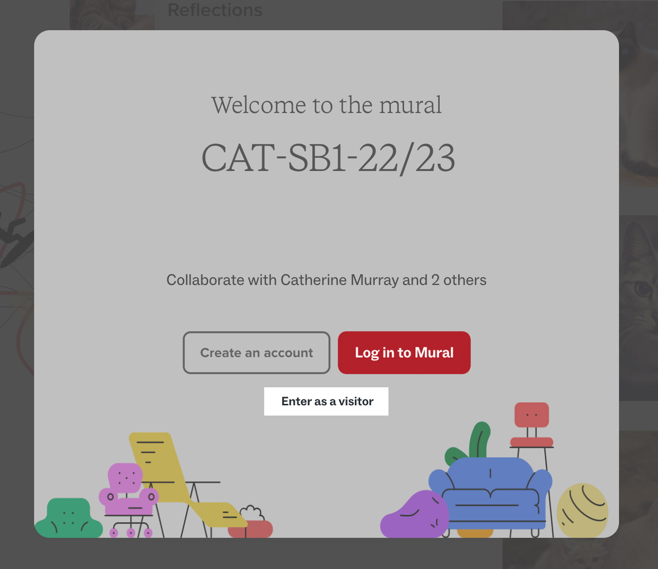 Mural welcome screen for visitors to a mural board