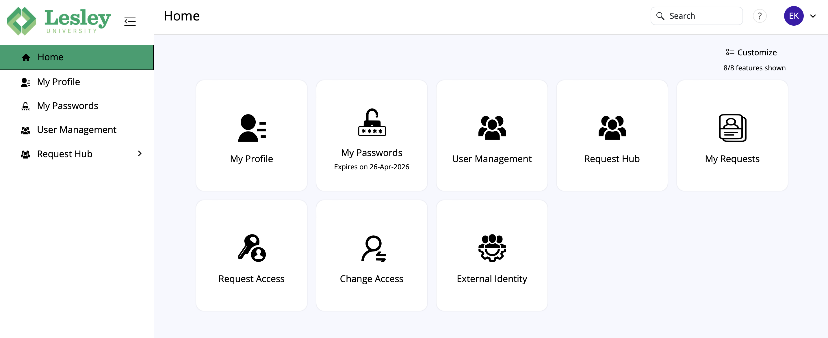 Screenshot of entering password