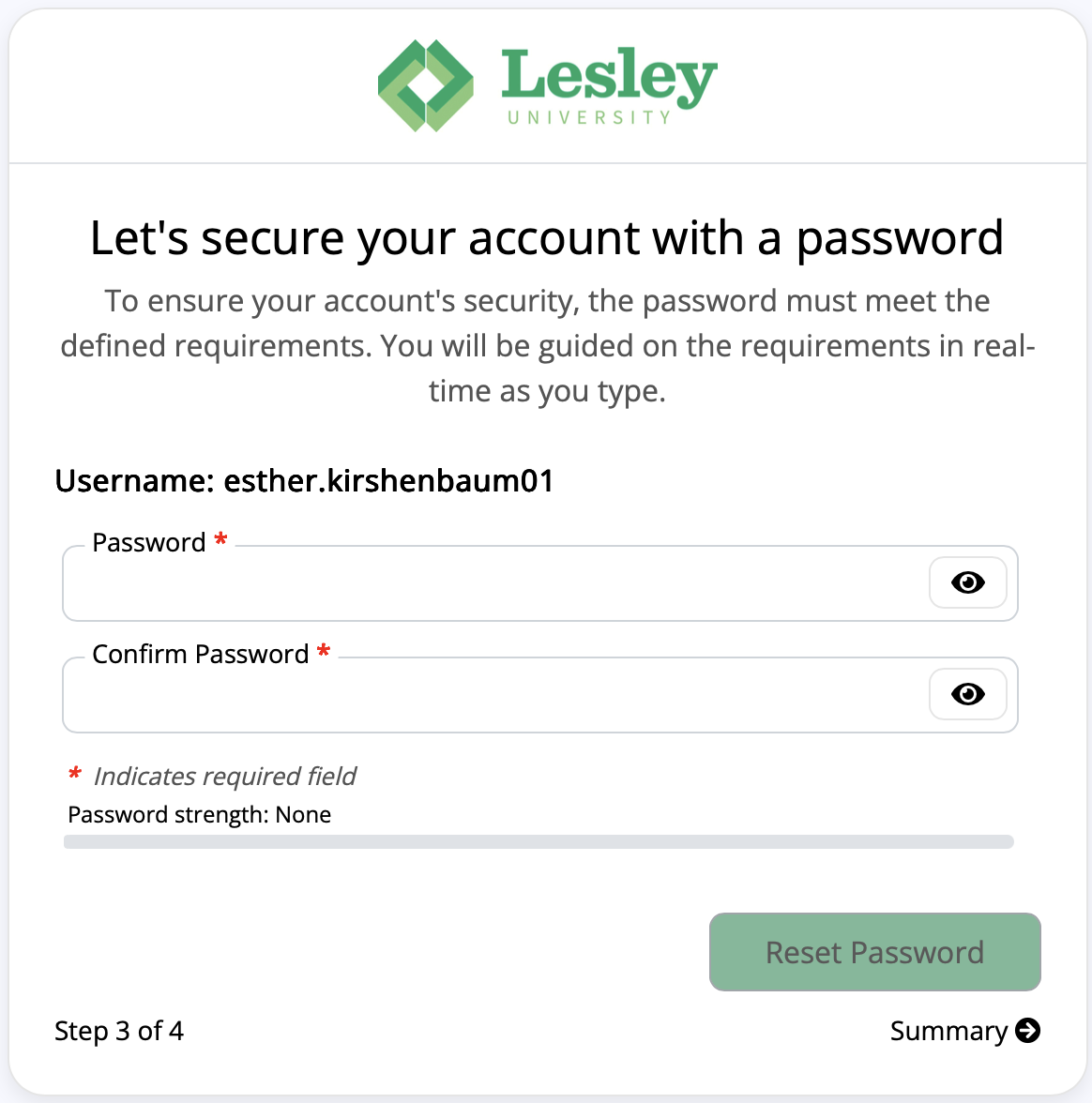 Screenshot of user details section