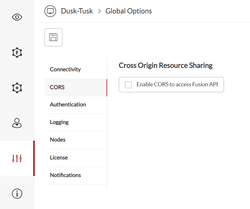 FireDaemon Fusion Global Options CORS Tab