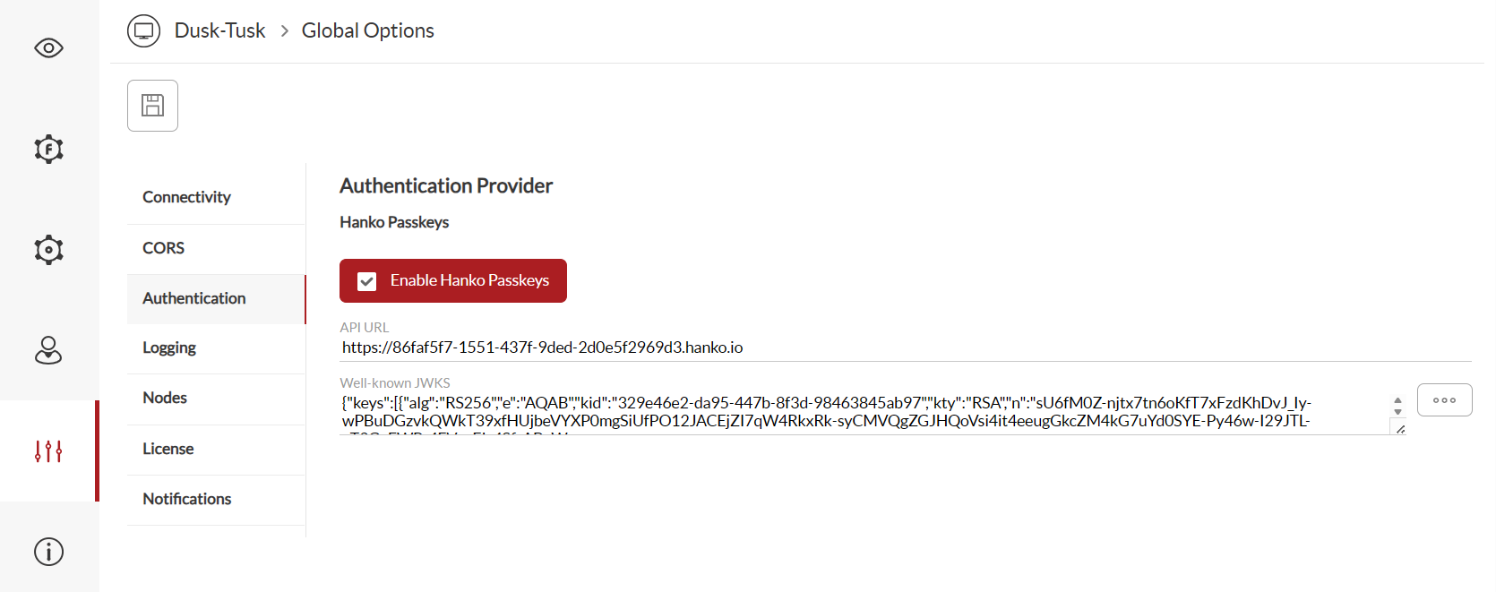 FireDaemon Fusion Global Options Authentication Tab
