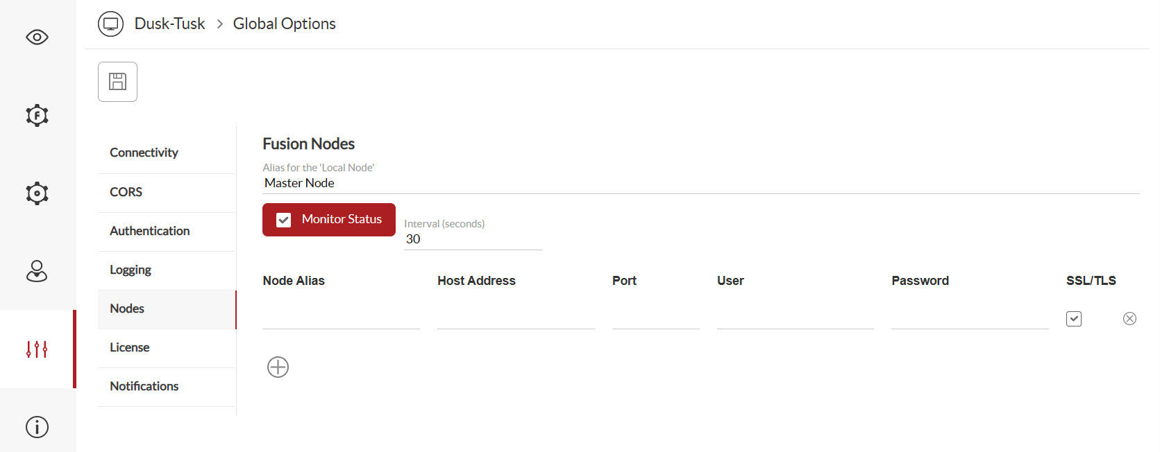 FireDaemon Fusion Global Options Nodes Tab