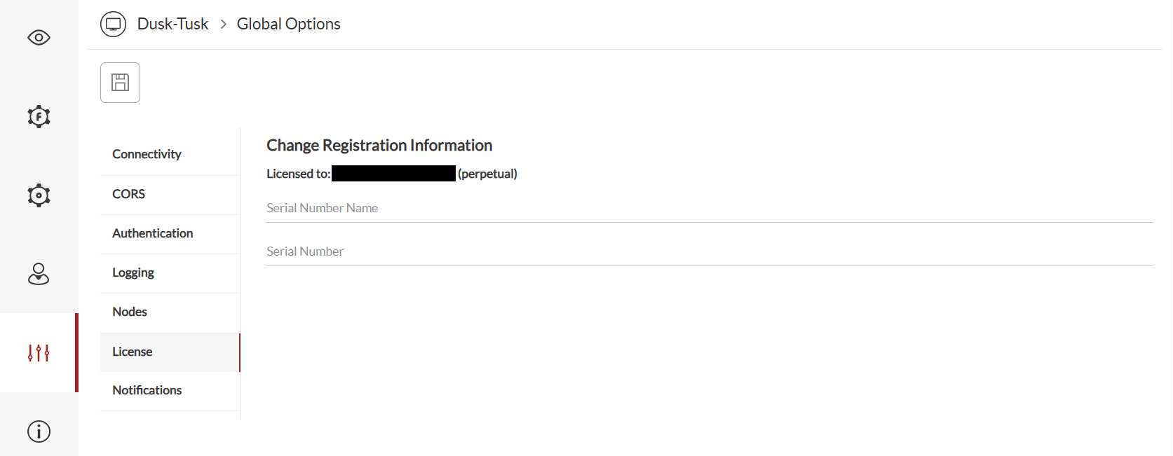 FireDaemon Fusion Global Options License Tab