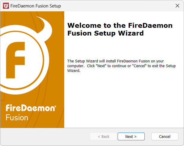 FireDaemon Fusion Setup Wizard