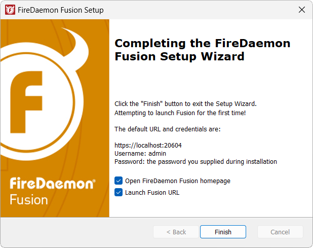 FireDaemon Fusion Setup Installation Complete