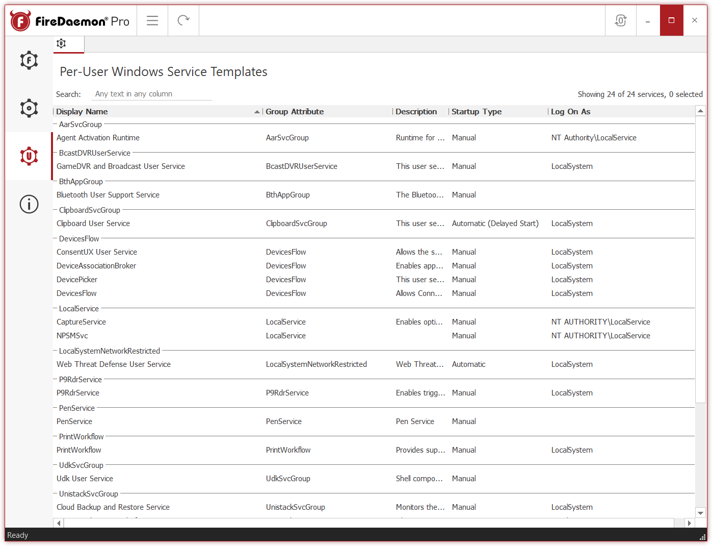 FireDaemon Pro 6 Per-User Windows Service Templates